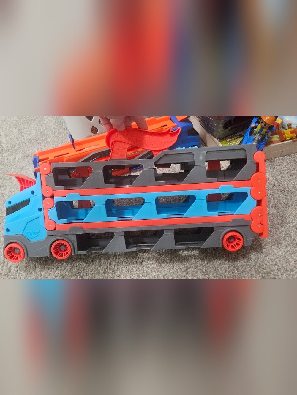 2 Hot Wheels Multi-Level Car Transporter Truck Toys